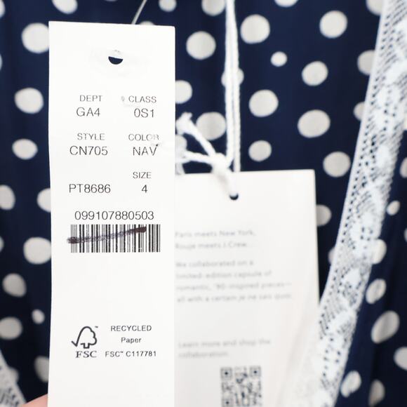 Rouje x J.Crew Rencard Navy Polka Dot Wrap Dress Size 4 NWT - Picture 5 of 10